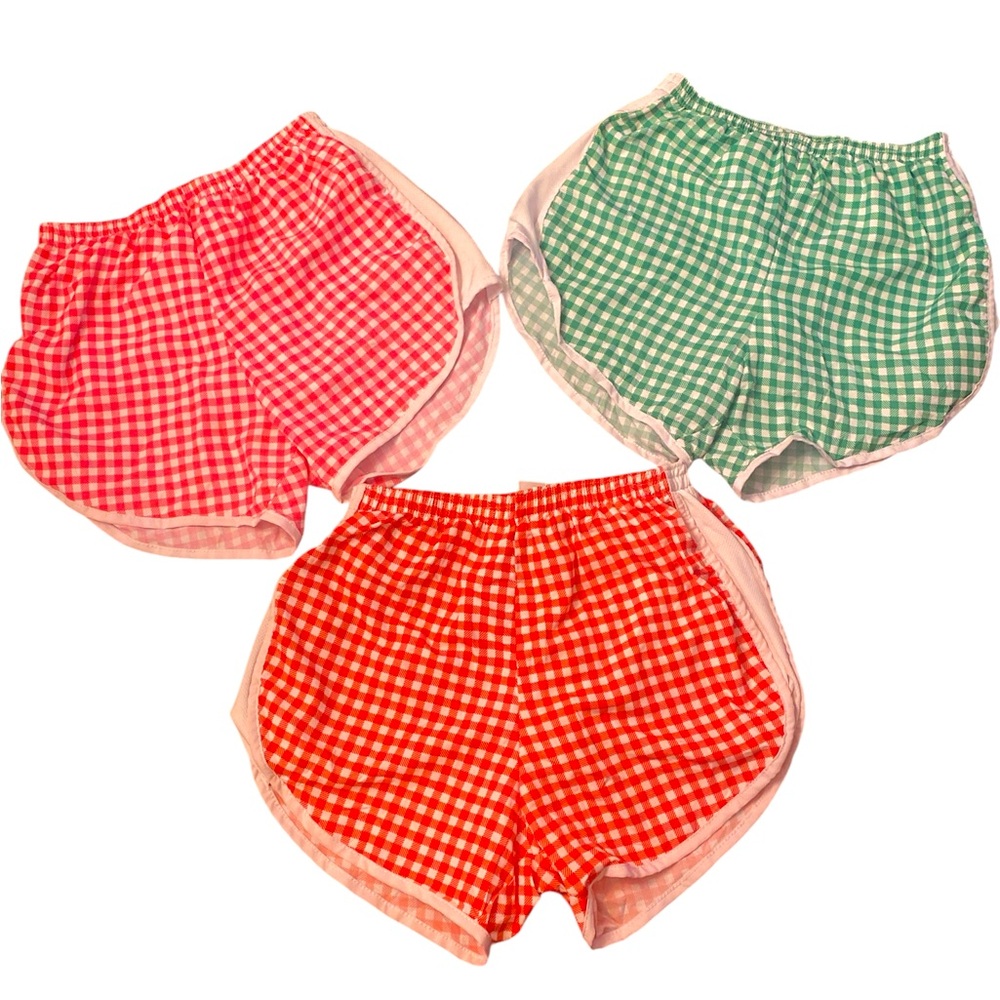AZARHIA RED,PINK AND GREEN GINGHAM SHORTS *